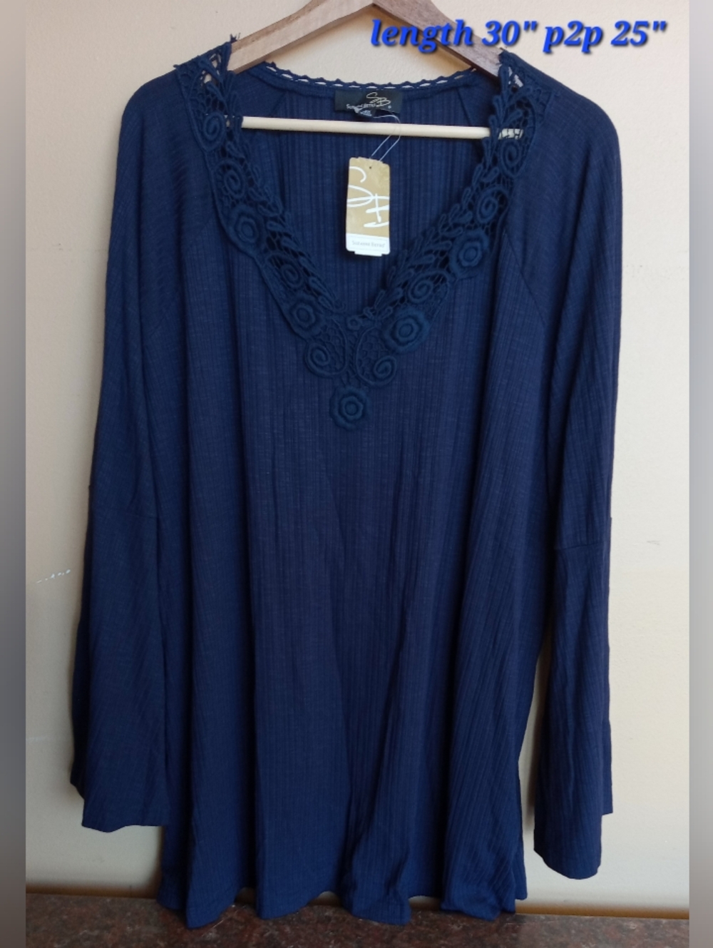 NWT Suzanne Betro Blue Tunic Shirt 2X